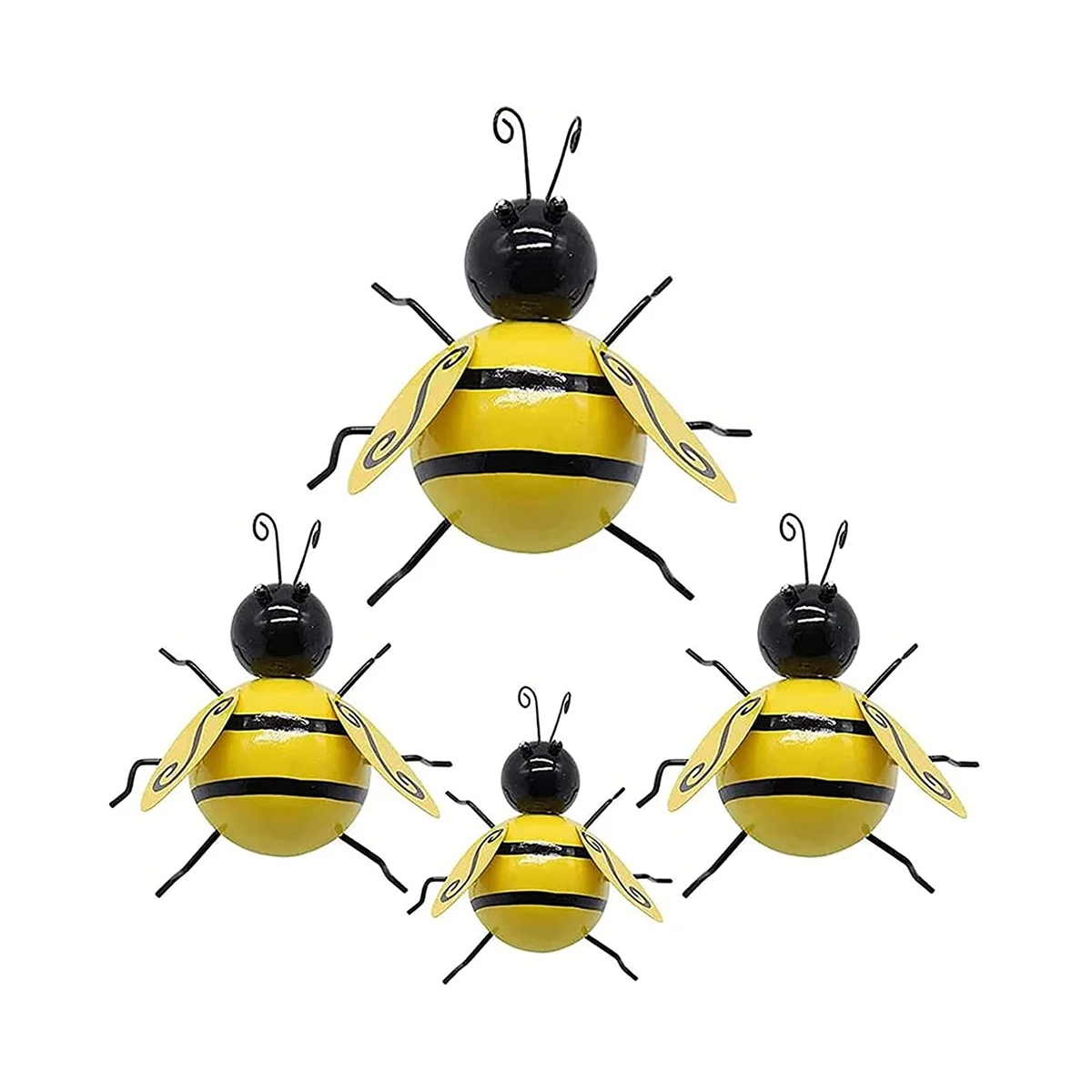 Metal Bee Wall Decor Outdoor Garden Fence Decor, 3D Bumble Bee Wall Art Decoration, Bee Wall Art Sculpture Hanging ,4PCS
