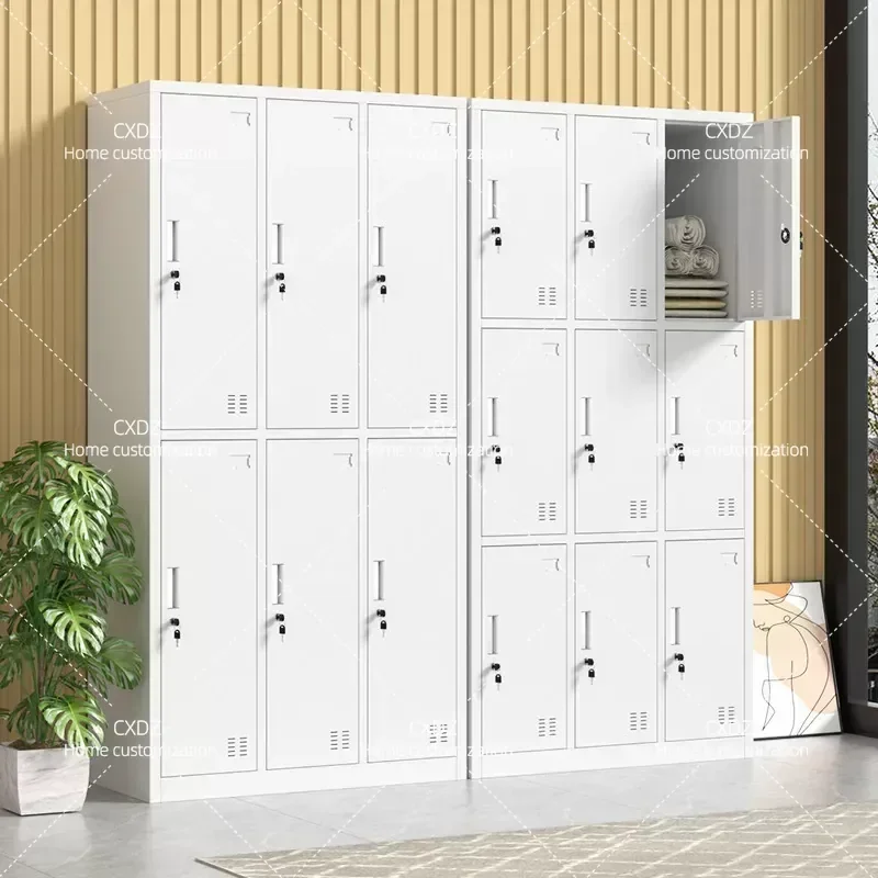 Iron Locker with Lock for Employee Factory Canteen Dust-free Workshop Dormitory Change Wardrobe Bathroom Deposit Box
