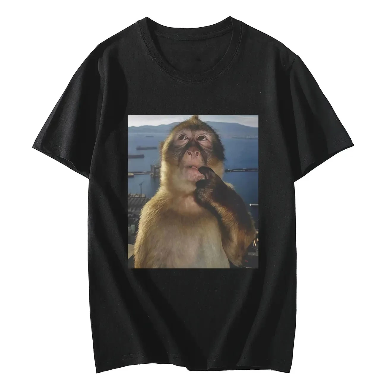 2026 Women Summer Funny Thinking Monkey Meme Graphic Printed Casual Fashion Trendy Streetwear Daily Short Sleeve Tops for Ladies