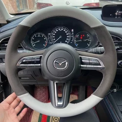 For Mazda CX-30 CX30 2020 Mazda 3 Axela 2020 Hand-stitched genuine Leather anti-slip Car Steering Wheel Cover