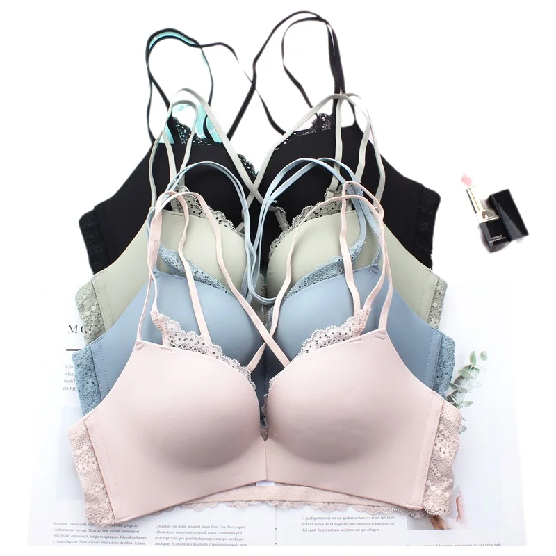 KUCLUT Soft New Summer Bra Front Buckle Design Beautiful Back Gathered Underwear Nylon Fabric Medium Thick 3/4 Cup Fixed... view 6