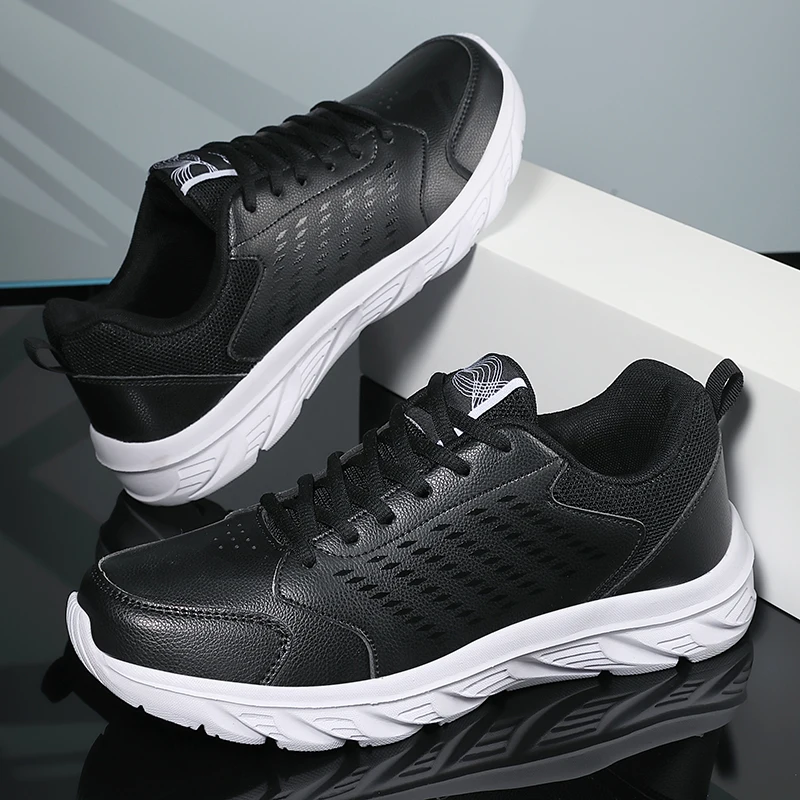 

Men Running Shoes Athletic Leather Sport Shoes Lace-up Men Outdoor Sneakers Lightweight Men Gym Shoes Tenis Masculino