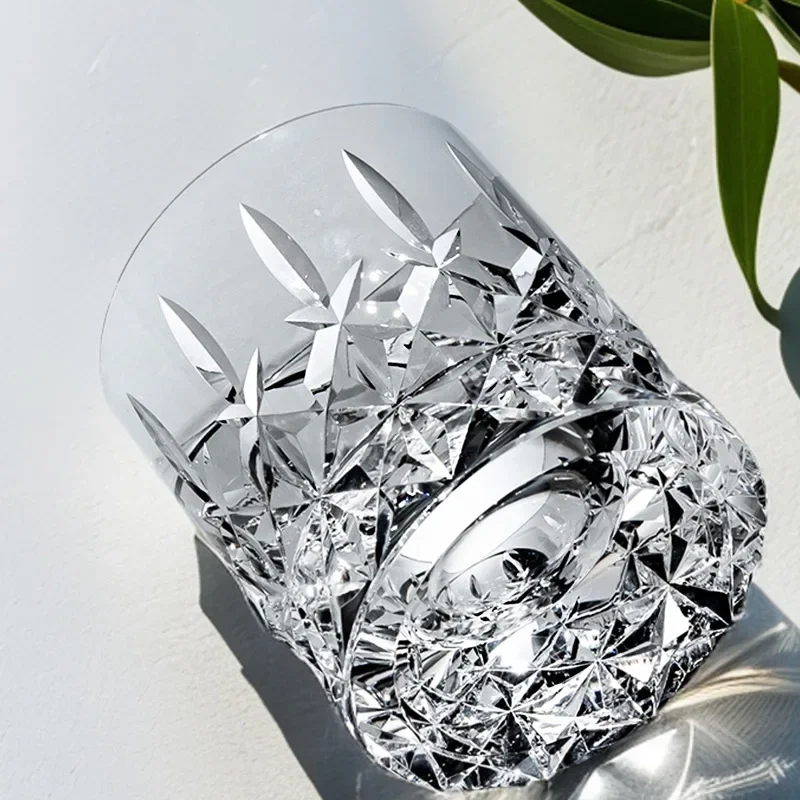 Edo Kiriko Life Sword Retro Exquisitely Carved K9 Crystal Cut Glass, Handcrafted Spirits Glass, High-End Whisky Lock Glass Gift 4