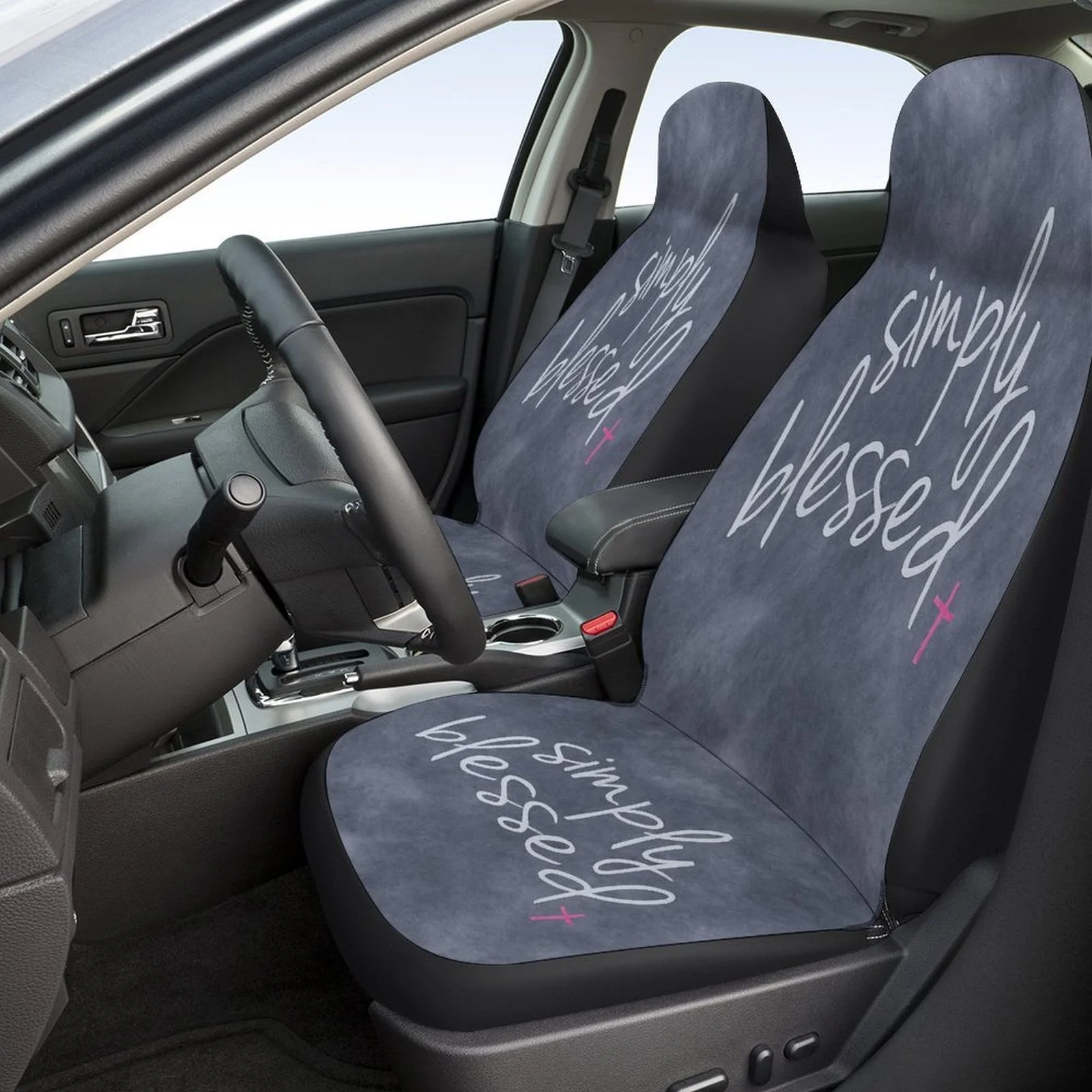 Simply Blessed Car Seat Cover Set - Full Set For 2 Front & Rear Seats, All-Season Fit, Machine Washable, Durable Polyester, Tren