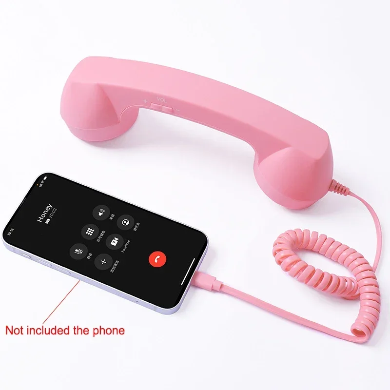 3.5mm/Type-C Retro Phone Handset, Radiation Proof Telephone Handset Cell Phone Receiver with Mic, for Cell Phones, Smartphone