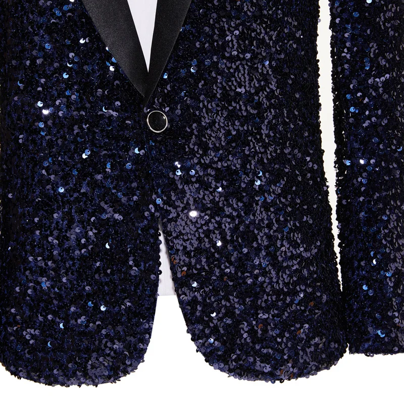 Three-dimensional Color-changing Sequin Mens Blazer,  Bar Nightclub Stage Performance Suit, Host Singer Colorful Jackets for Men