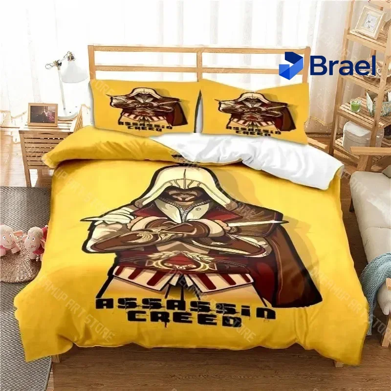Exquisite 3D Print Fashion Game A-Assassins Creed Bedding Set Boys Girls Twin Queen King Size Duvet Cover Pillowcase Bed Boys Ad
