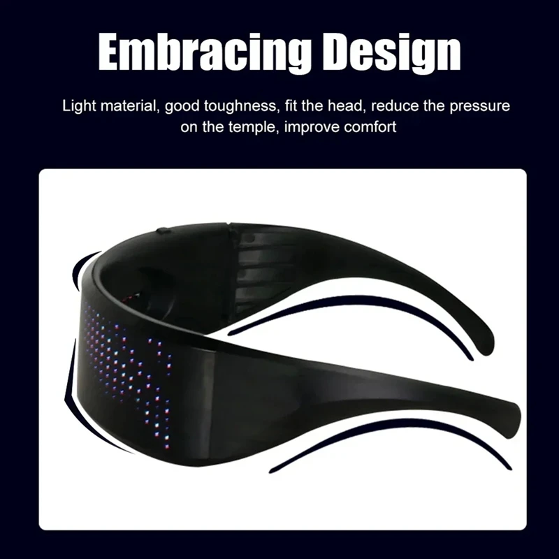 DIY Shining Electronic Futuristic Eyewear Glow the Dark Bluetooth LED Luminous Glasses Prop for Party Bar-A46I