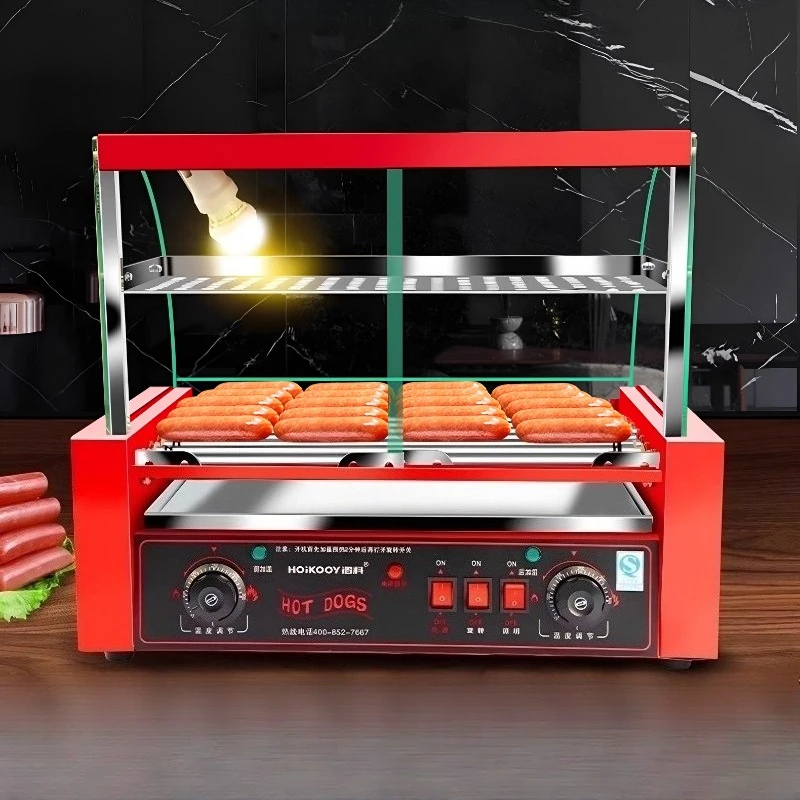 

Commercial 7-tube sausage grill machine 1050W dual temperature control fully automatic hot dog grill hot dog machine