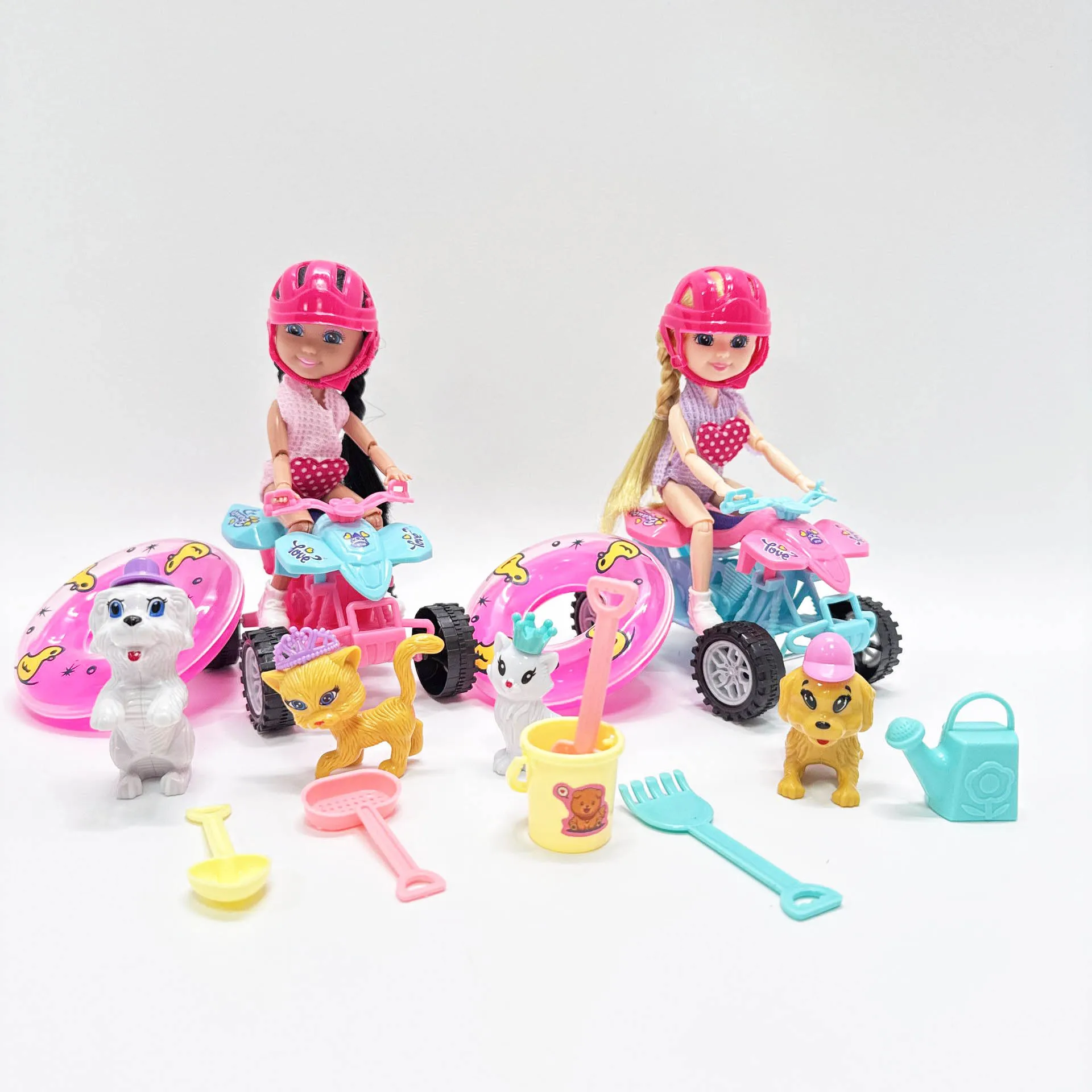 

Creative Summer Beach Car Outdoor Princess Doll Pet Series Set 15cm Cute Sweetheart Princess Doll Joints Movable Play House Toys