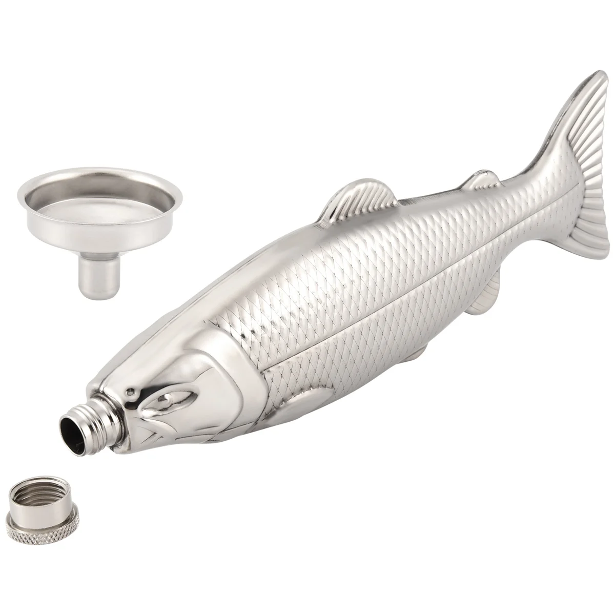 1 Set Fish-Shape Hip Flask 5Oz Bottle Mini Pocket Flask Stainless Steel Drinkware for Outdoor