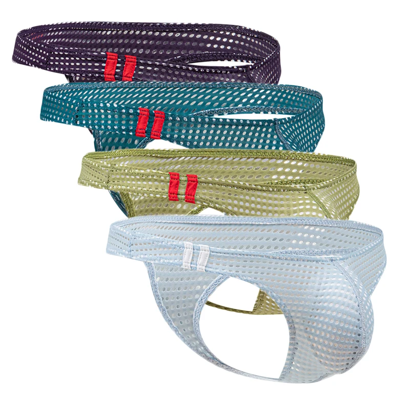 

4PCS Men Thongs Summer G-String Breathable Underwear U Convex Low Waist Bikini T-Back Slip Underpants Calzoncillos Jockstrap