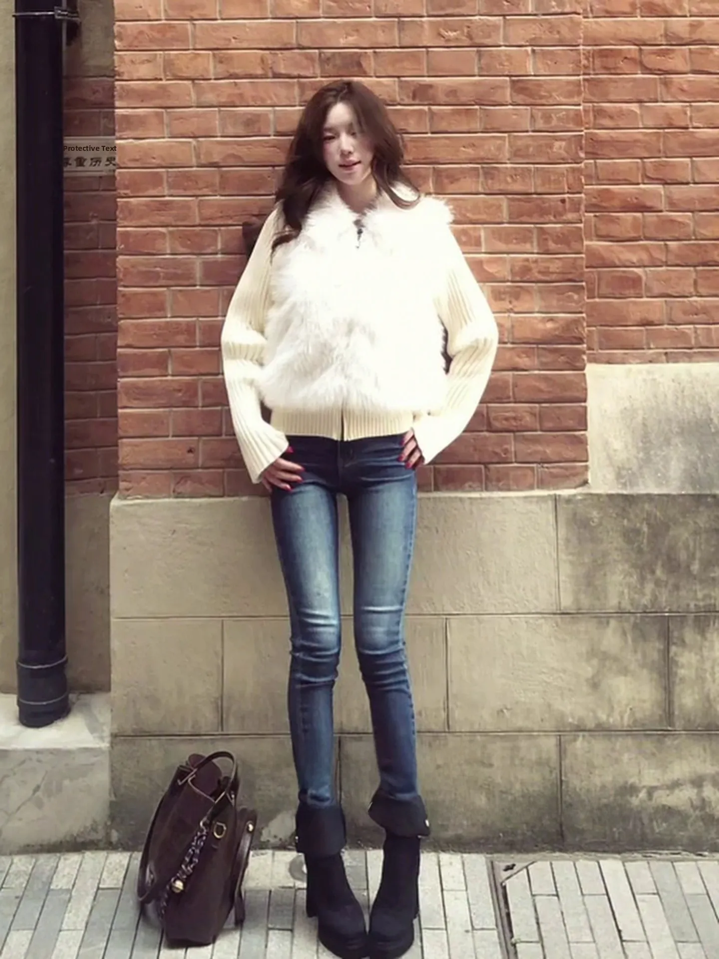 

Retro High Waist Slim Fit Blue Jeans Women's Elastic Butt Lifting Cotton Stretch Denim Pants Sli Versatile Slimming Penci...