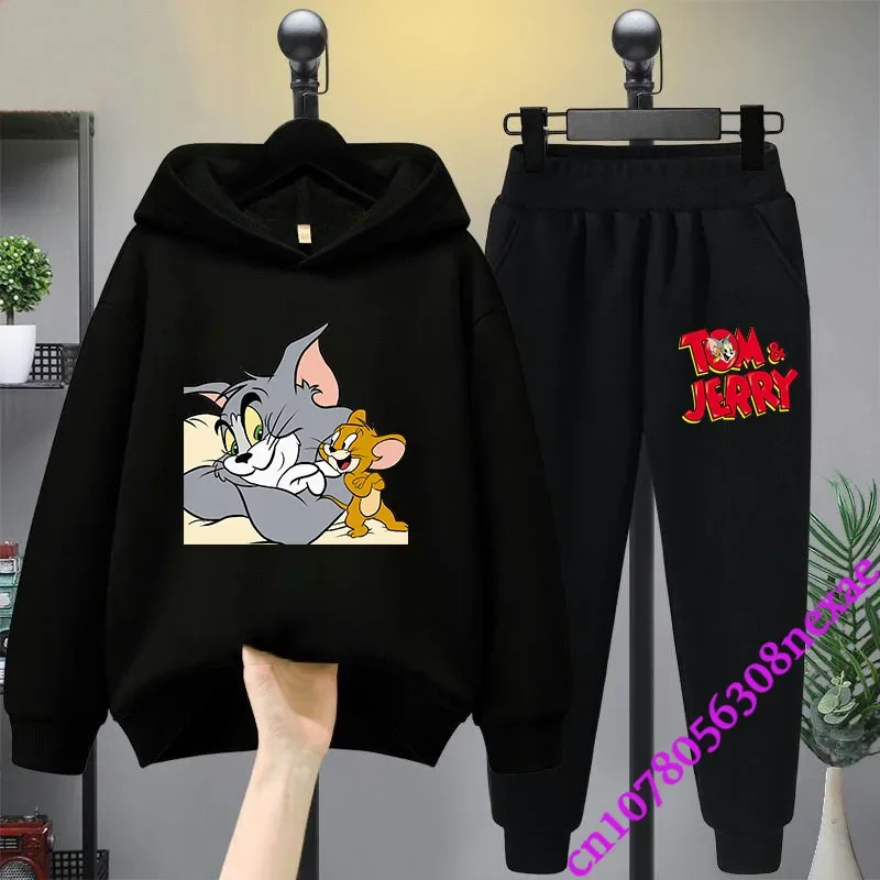 2024 New Disney Tom And Jerry Children's Set Spring And Autumn Cartoon Anime Boys And Girls Print Sports Top And Pants 2-piece