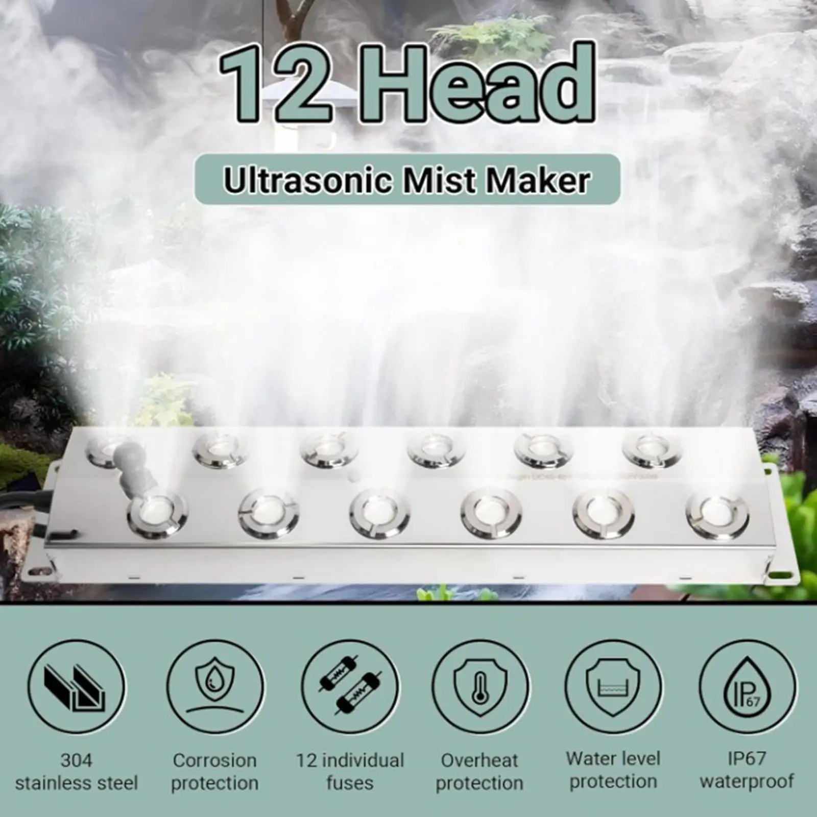 Mister 12 Head with Float Mist Generator for Garden Landscaping Festival