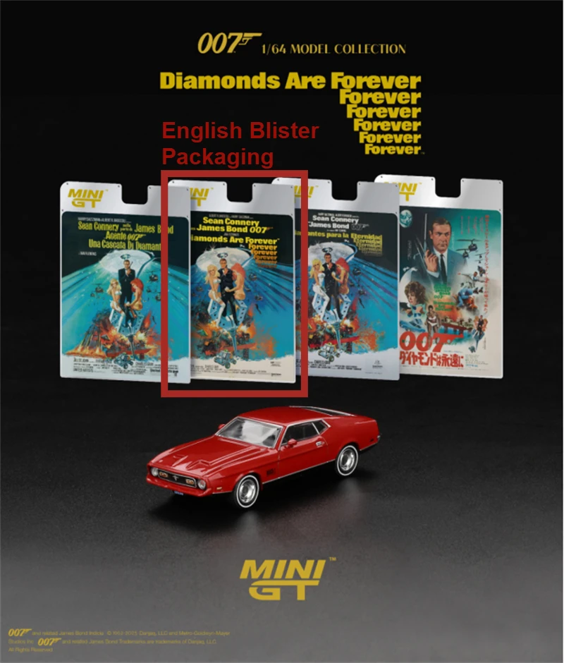 

MINI GT 1:64 Mustang Mach 1 "Diamonds Are Forever" English Blister Packaging China Edition RHD RED Diecast Model Car