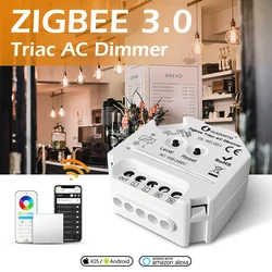 GLEDOPTO Zigbee AC Triac Dimmer Dimmable Push Switch Module Compatible With 2.4G RF Remote Control Mini Smart Light Dimmer 220V