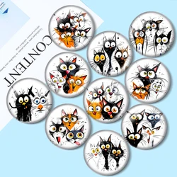 Cartoon and funny cats  12mm/18mm/20mm/25mm Round photo glass cabochon flat back Making findings for bracelets