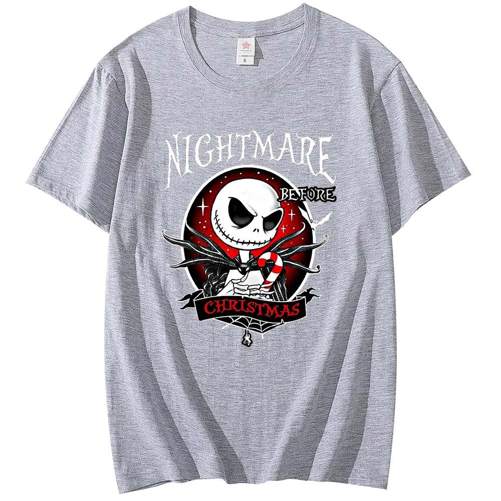 Disney Jack Skellington The Nightmare Before Christmas Couple Printed T-shirt Skull Leisure Sports Street Student T-shirt