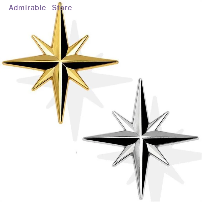 [W]3D Metal Car Emblem Sticker Guide Star Style Easy Install Adhesive Badge for Auto Exterior Outdoor Vehicle Decor 1Pcs
