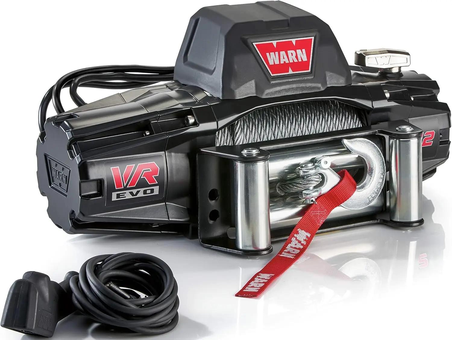 WARN 103254 VR EVO 12 Electric 12V DC Winch with Steel Cable Wire Rope: 3/8