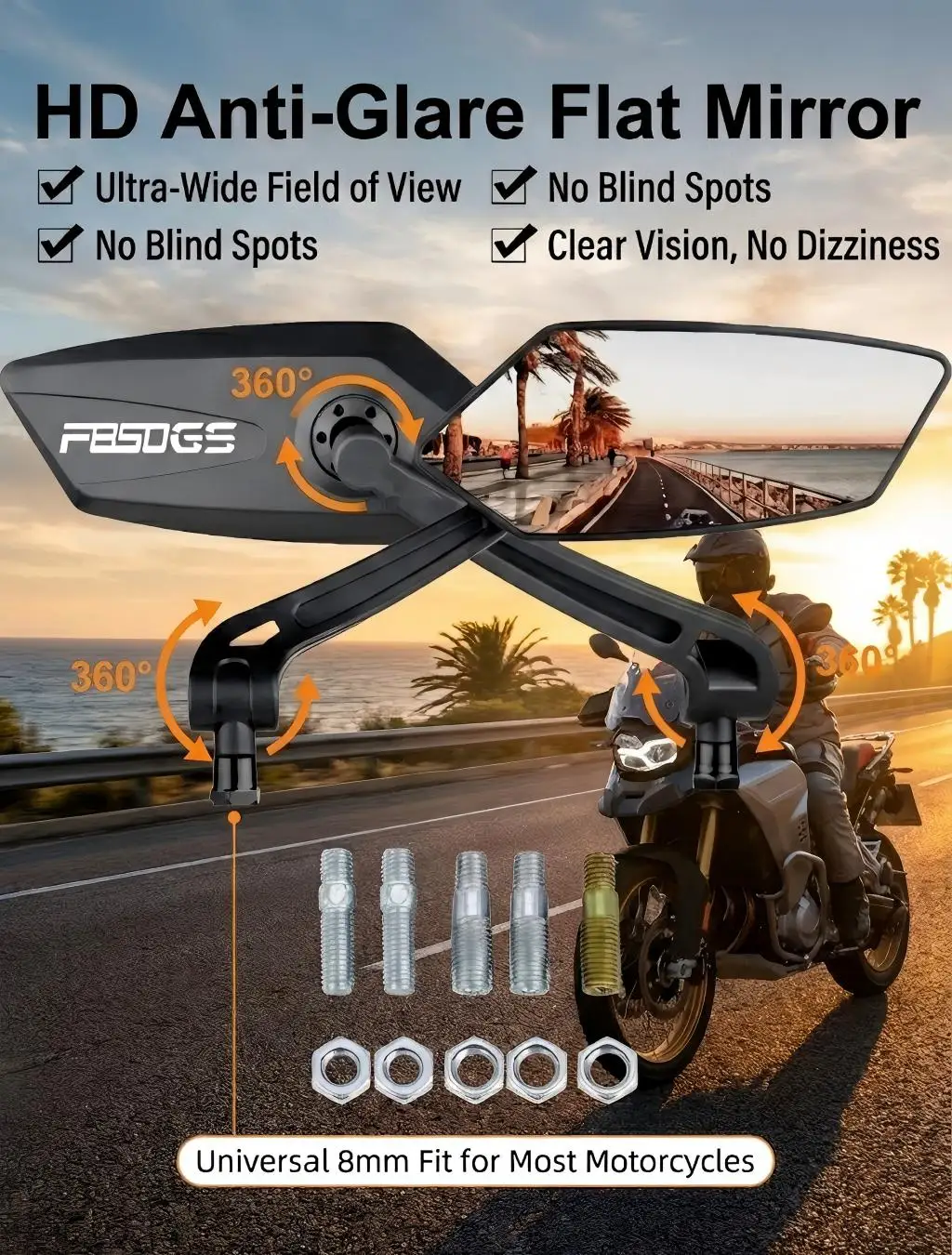 Motorcycle Rear view Mirrors For BMW F850 GS F 850GS F-850GS F850-GS ADVENTURE Adjustable Rear view Side Mirrors Accessories