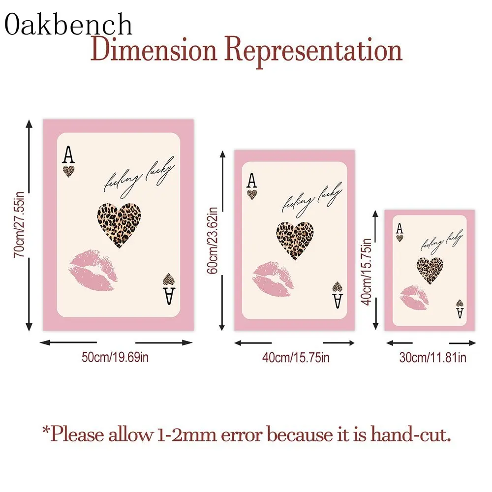 Playing Card A Canvas Painting Leopard Print Pink Billiard 8 Art Poster Leopard Wall Decor Living Room Bedroom Decor No Frame