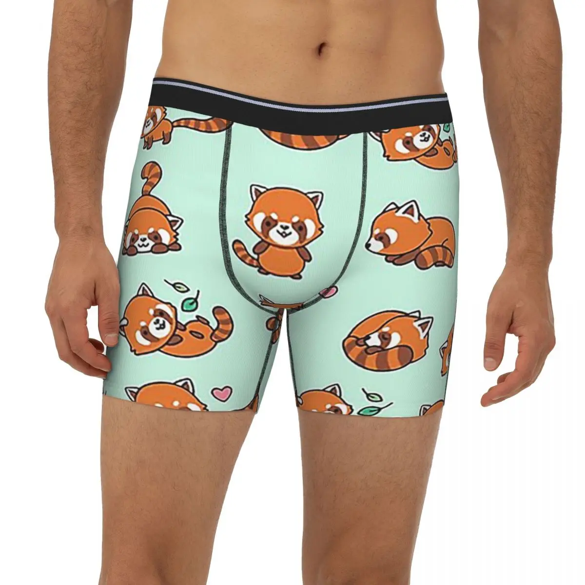 

Red Panda Pattern Long Boxer Underpants Short Men Panties Soft Underwear for Homme Man Boyfriend Gifts