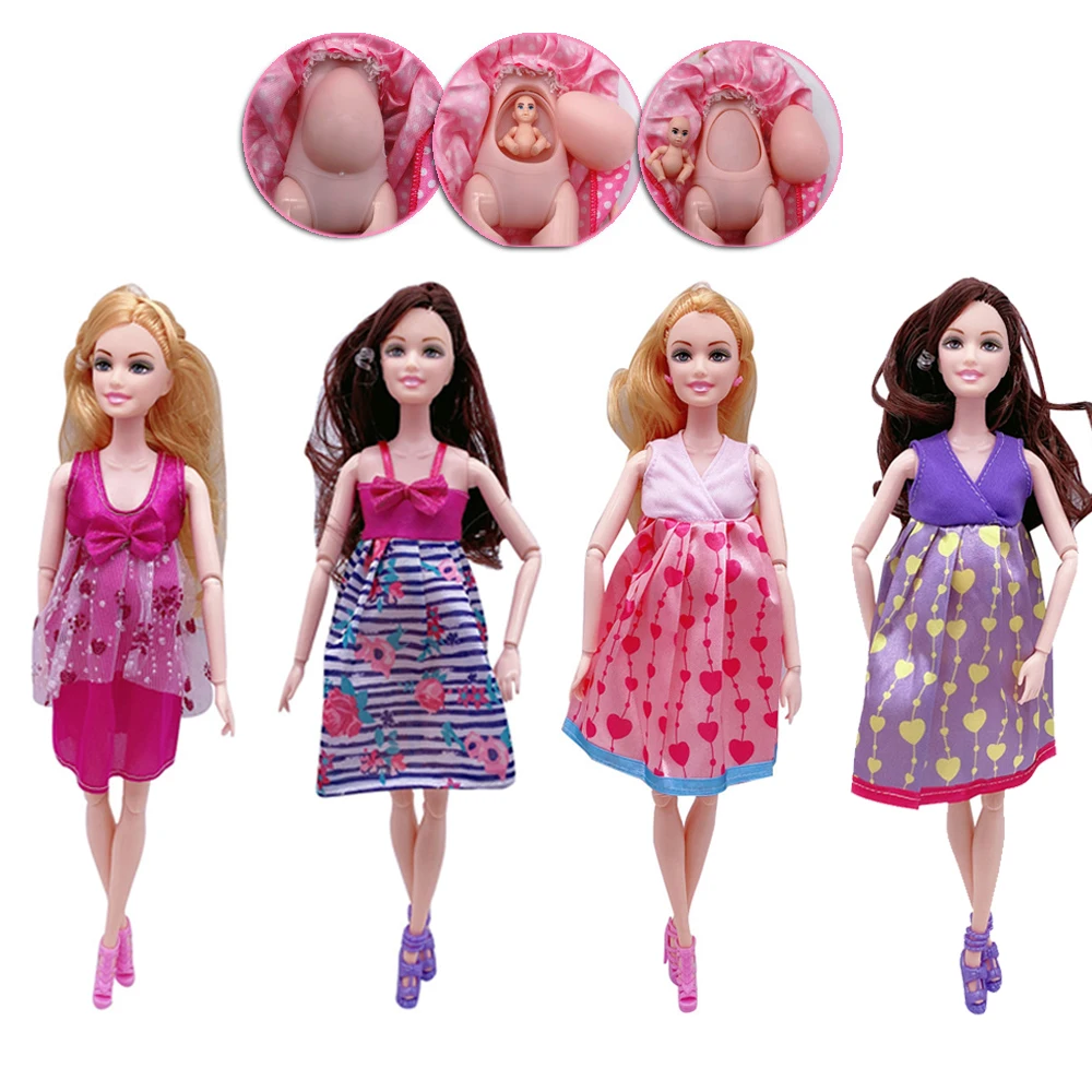 11.5 Inches 1 Pregnant Doll Body 30cm with 2 Baby +1 Clothes +1 Shoes Educational Accessories for Barbiess Birthday Gift  Toys