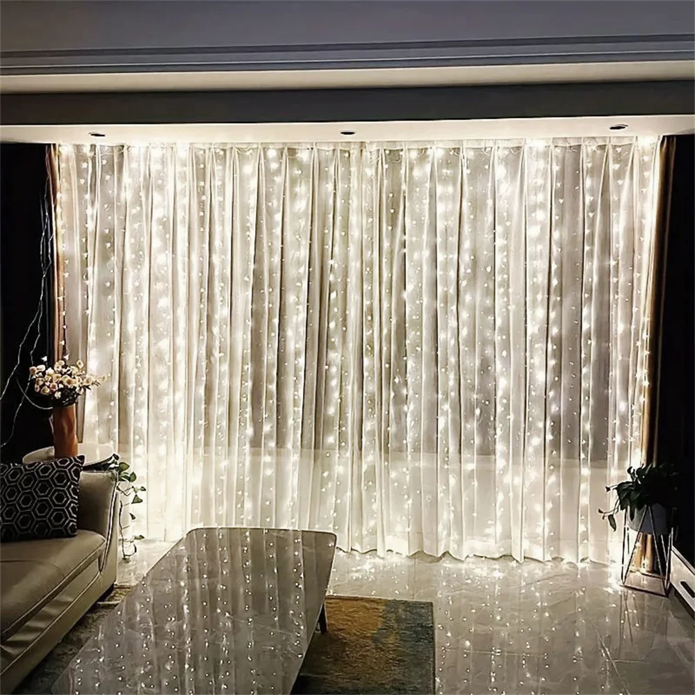 

Party USB Curtain String Lights 8 Modes LED Light Holiday Wedding Garden Fairy Lights Living Room Christmas Decorations for Home
