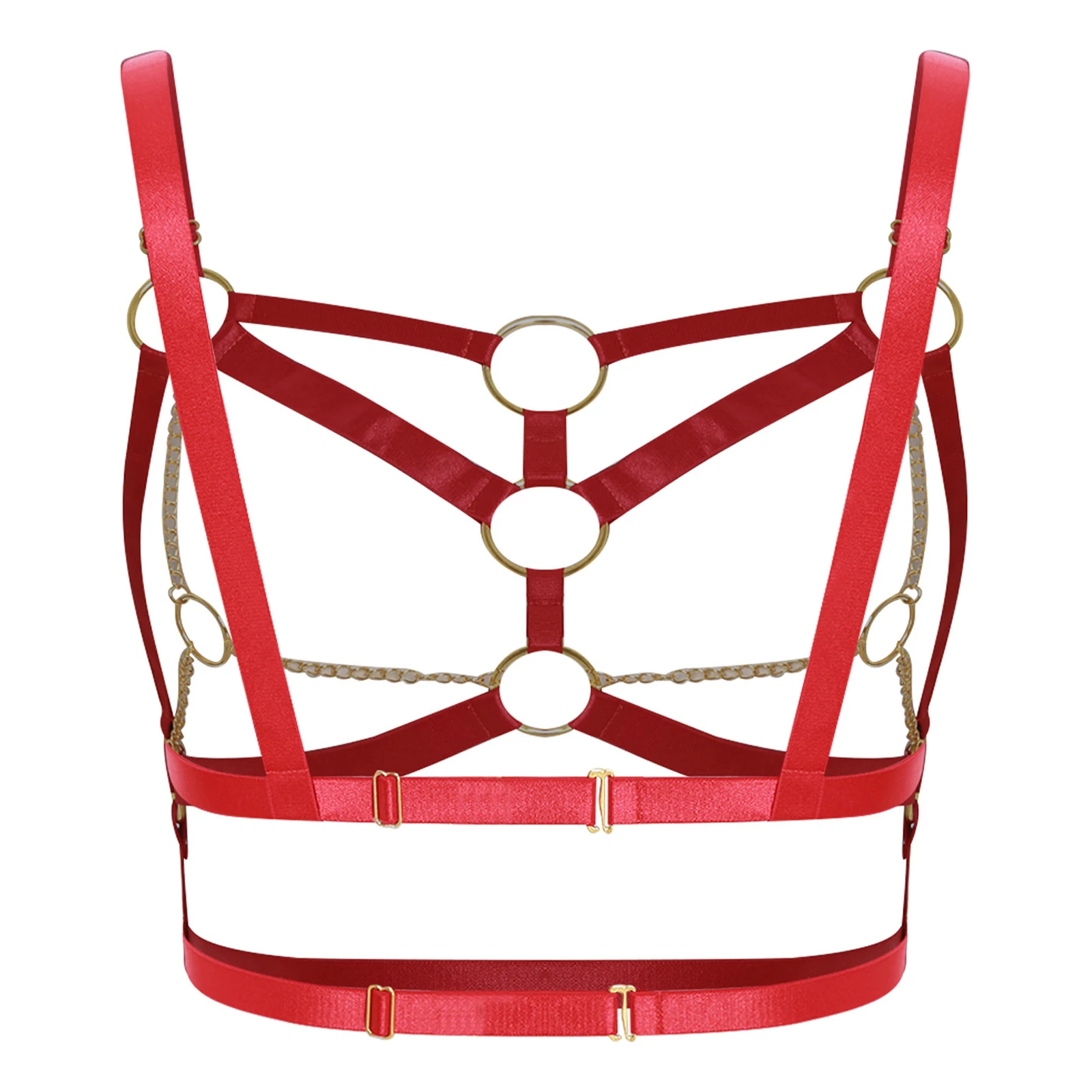 المرأة بسط الجسم مربط صدر المعادن O-حلقة سلاسل مرتبطة قطع أحزمة الجسم باستخدام مع حمّالة الصّدر كلوبوير الملحقات