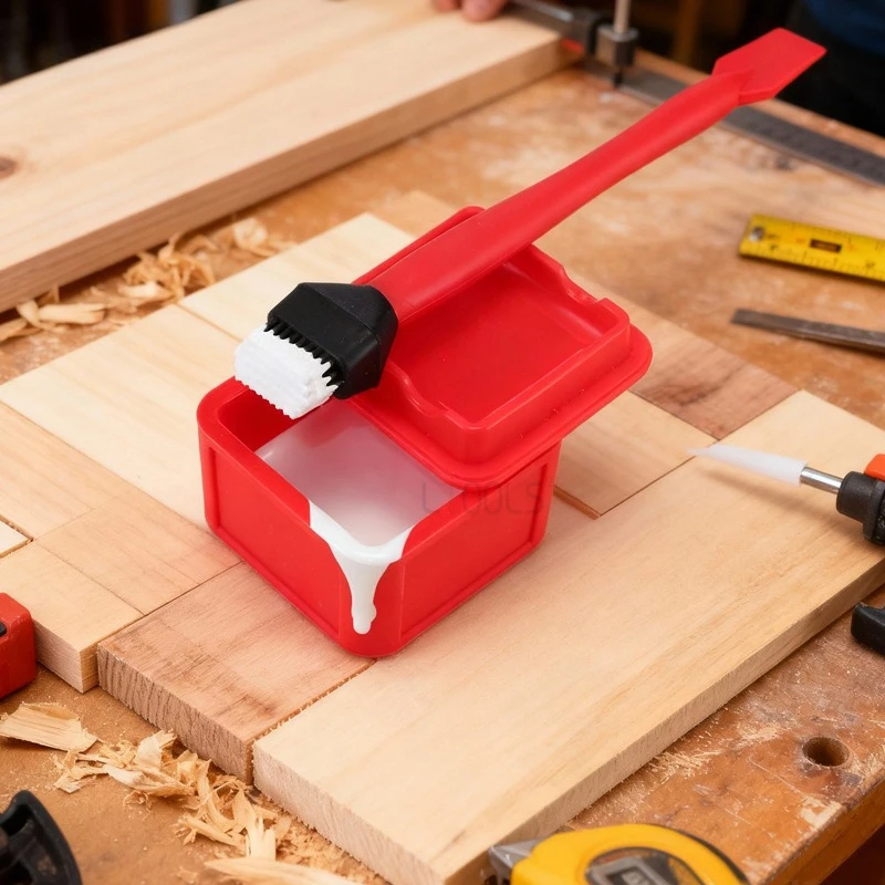 

Woodworking Glue Box Set Small Silicone Coating Brush Convenient Adhesive Storage Container Woodworking Fixing Auxiliary Tools