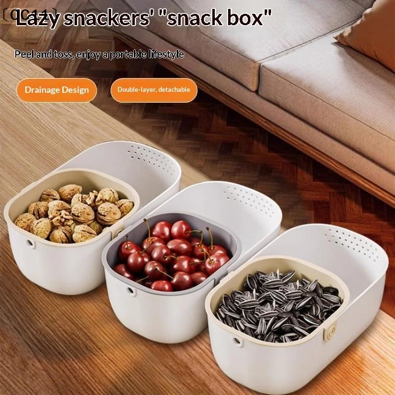Two-tier Snack Storage Box Features A Detachable, Drainable Design—perfect For Snacking While Watching Movies At Home.〔CC11〕