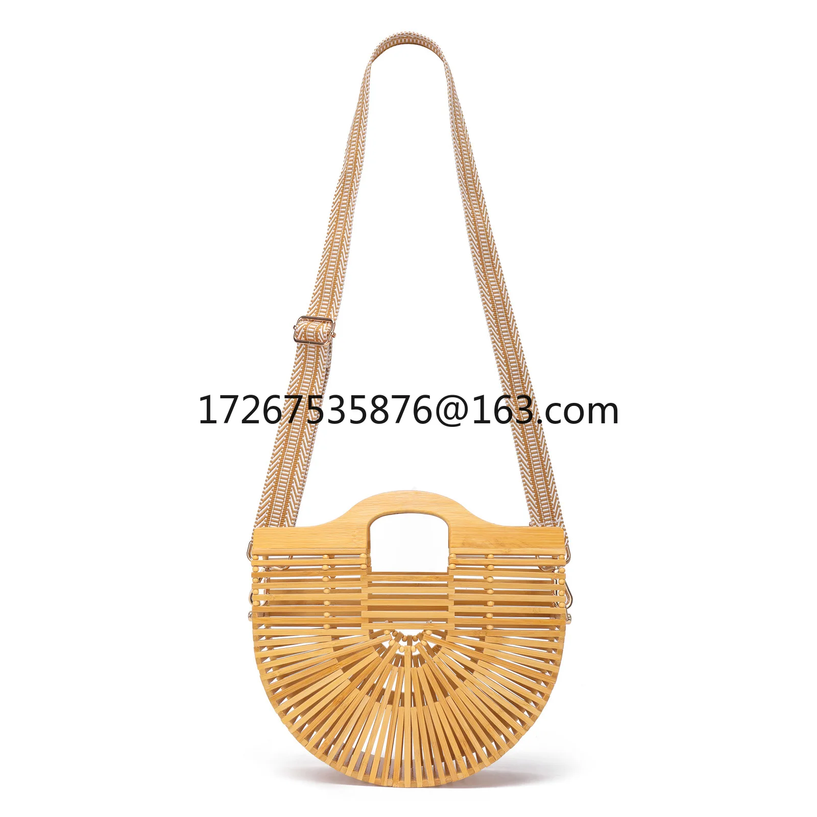 

Handmade bamboo bag beach European and American bamboo woven bag fashion portable rattan woven hand bag