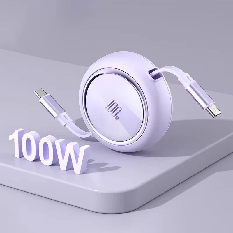 

100W 6A Super Fast Charge Type C Retractable Usb Cable C to C Charger Cable for iphone 15 16 17 pro max xiaomi Samsung