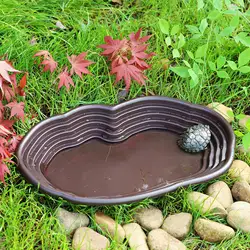 Reptile Bathing Pool Amphibians Accessories Large with Ramp Reptile Water Bowl for Tortoise Turtle Hamster Scorpion Leopard