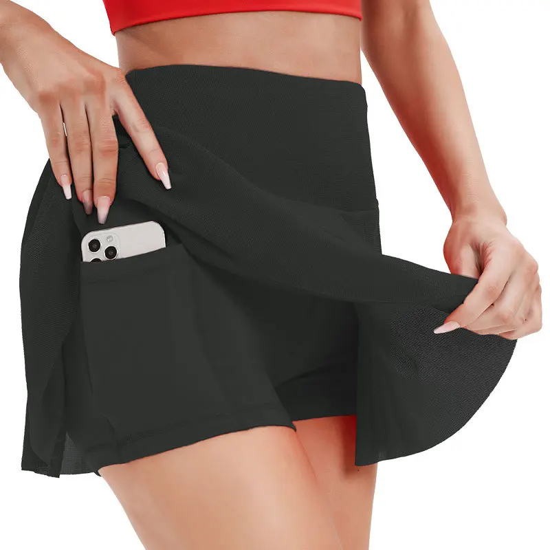 الربيع الصيف الجري اللياقة البدنية اليوغا تنورة قصيرة Bifold جولف الريشة تنس تنورة المرأة نصف طول التنانير نمط رياضي