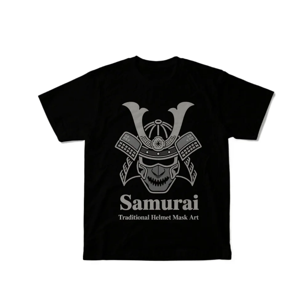 

Samurai Traditional Helmet Mask Art T Shirt. Short Sleeve 100% Cotton Casual T-shirts Loose Top Size S-3XL