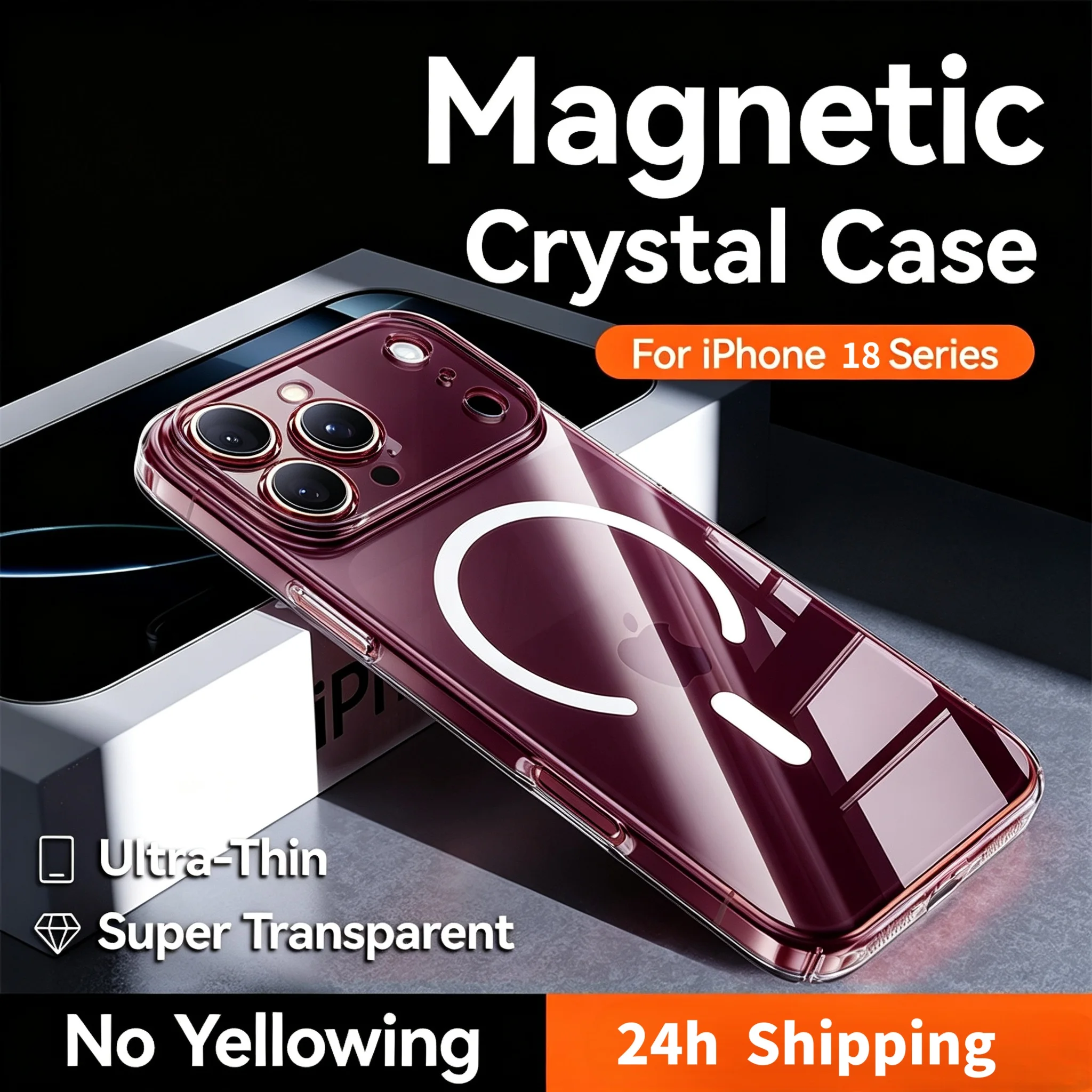 Magnetic Case For iPhone 18 Pro Max Case Crystal Transparent No Yellowing Lens Protection Cover For iPhone 18 17 16 Pro Max Case