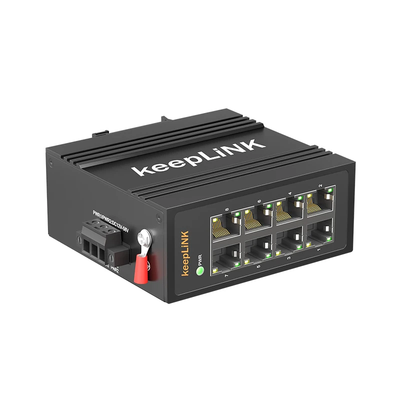KeepLiNK Conmutador industrial Gigabit Ethernet de 8 puertos Plug And Play no administrado 10/100/1000BASE-T Carcasa de aluminio IP40