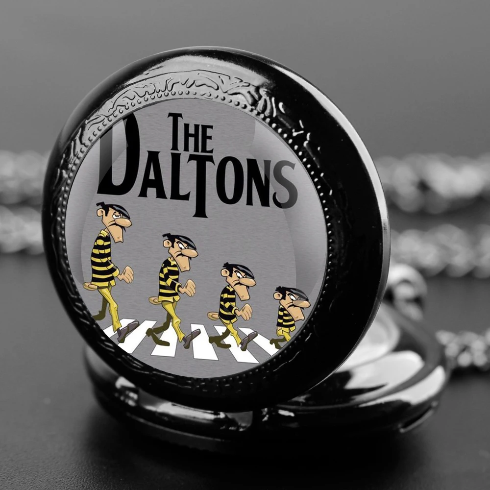 The Daltons Funny Glass Dome Vintage numeri arabi orologio da tasca al quarzo collana pendente orologio catena uomo donna per Anime Lover