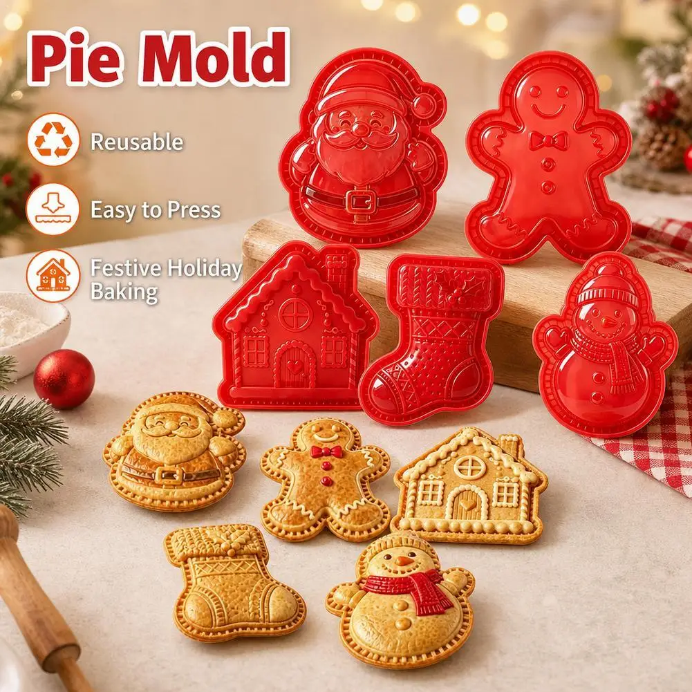 Christmas Themed Mini Pie Mold Collection Portable Practical Small Tart Baking Mould Set Xmas Home Kitchen Bakeware Tools ﻿