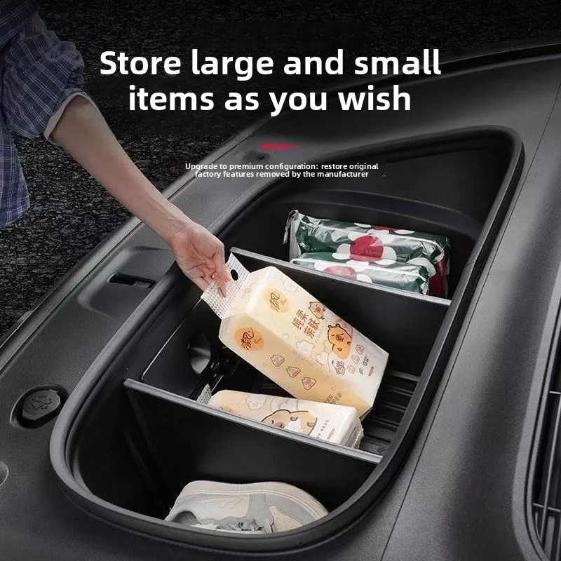 Frunk Divider Storage Organizer for Tesla Model Y Juniper/YL 2025-2026 Custom-Fit Front Trunk Cargo Compartment Panel