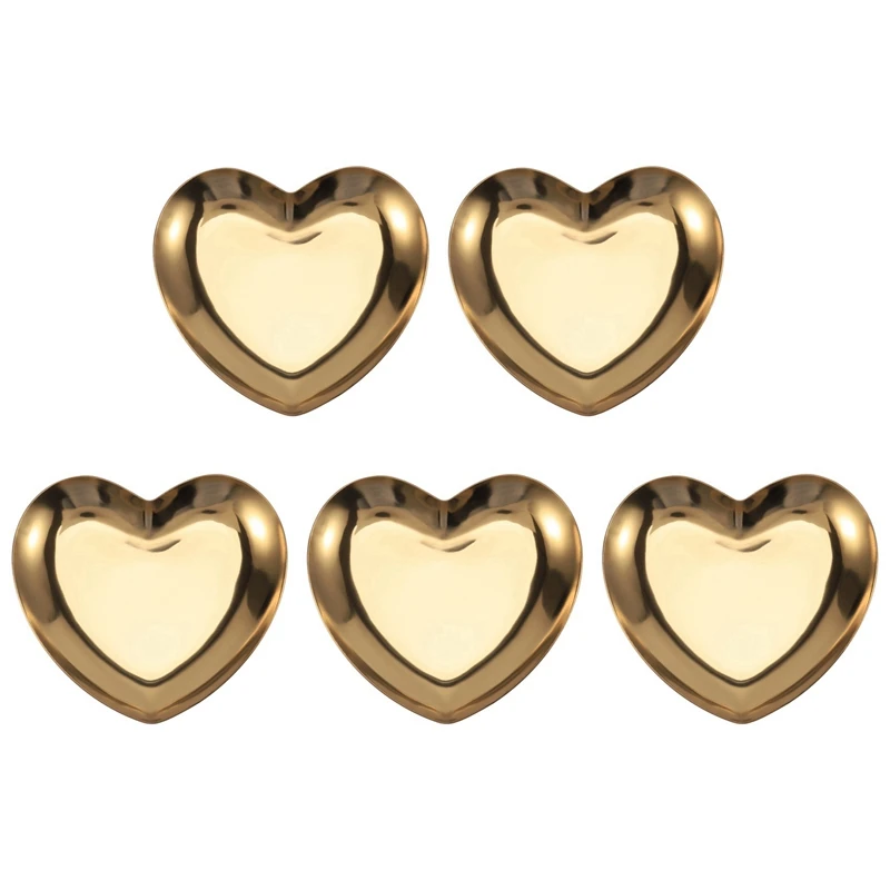 5X Heart Shaped Jewelry Serving Plate Metal Tray Storage Arrange Fruit Tray Home Gold