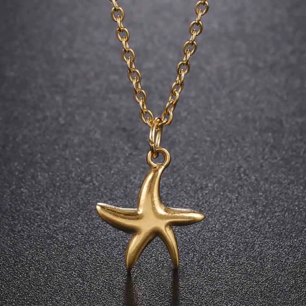 My Shape Starfish Necklaces Stainless Steel Pendants Choker Chain Neck Chain Bohemian Jewelry Summer Beach Girl Gifts Vacation