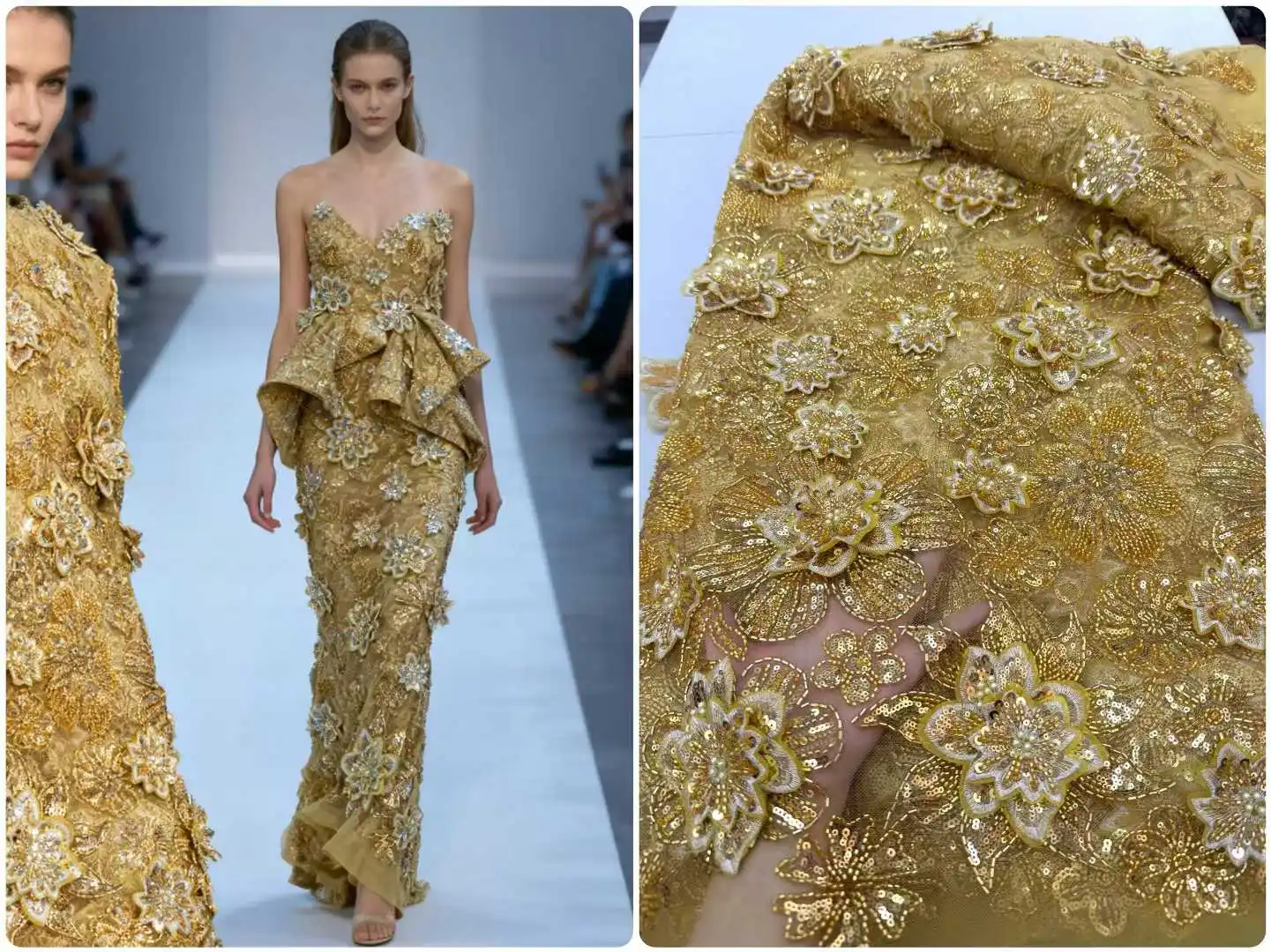 2025 Luxury French Heavy Beaded Lace Fabric High Quality 3D Flower African Sequins Lace Fabrics For Nigerian Bridal Wedding Dres