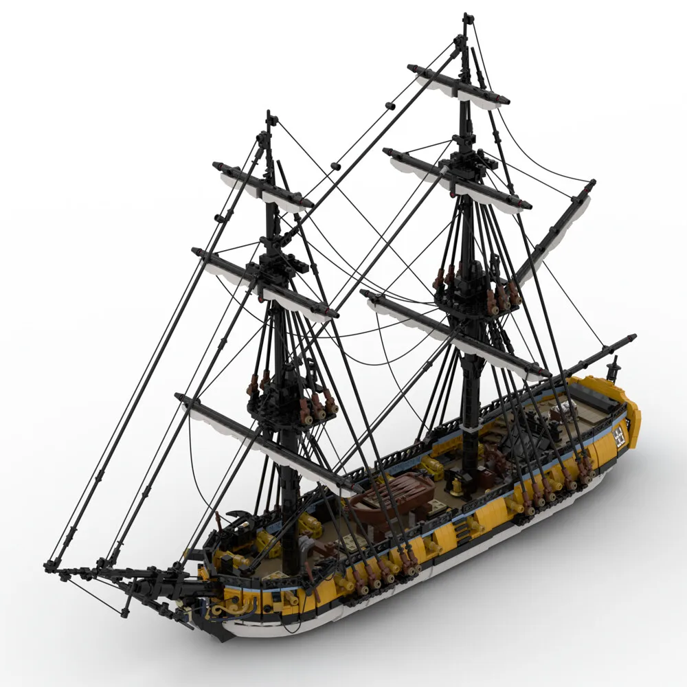 

MOC-134008 14-gun Sloop Rigged Ship with 2 Masts and Interior 3233 Parts