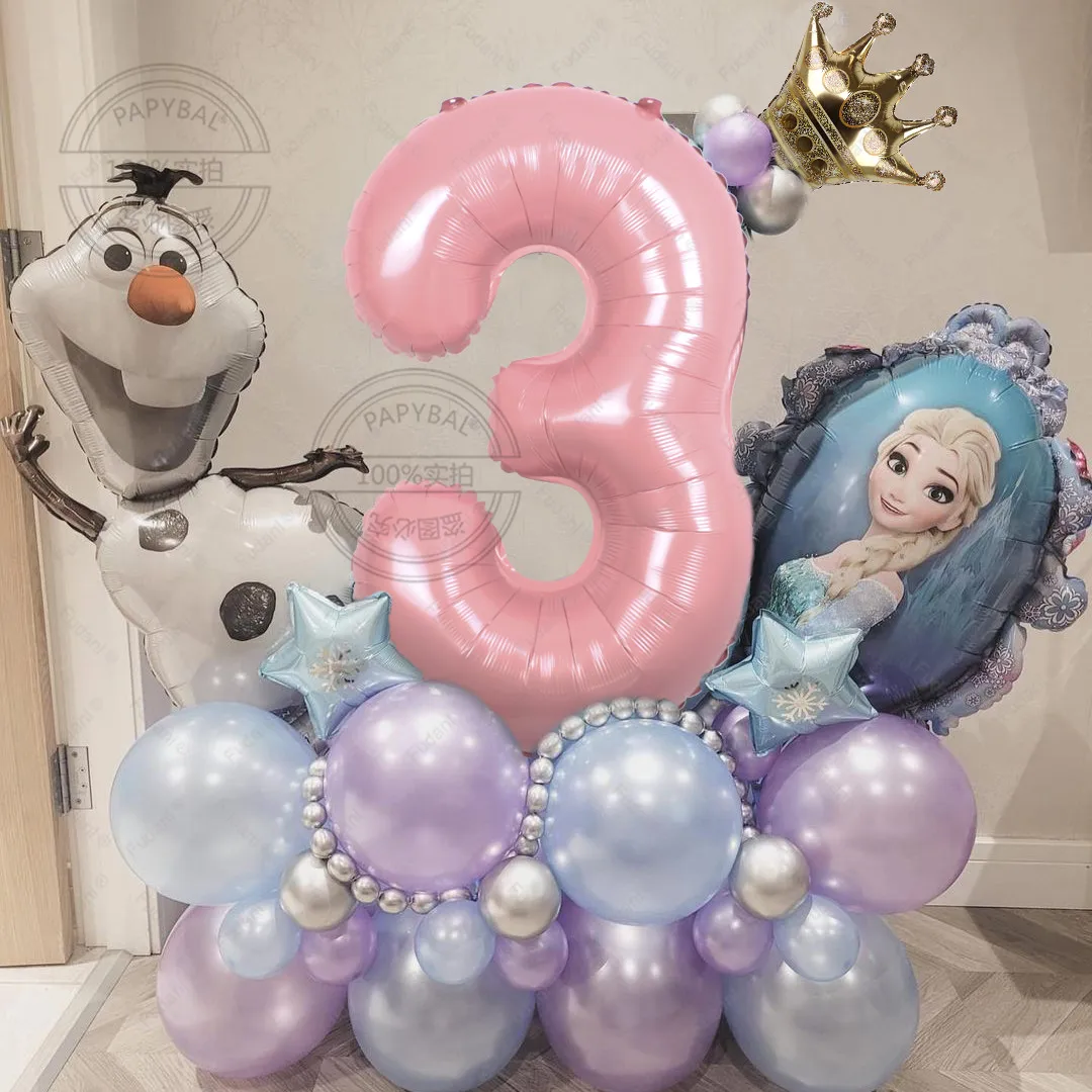 30pcs Frozen Princess Elsa Olaf Foil Balloons Kids Birthday Baby Shower Party Decorations 1 2 3 4 5 6 7 8 9th Number Balls Gifts