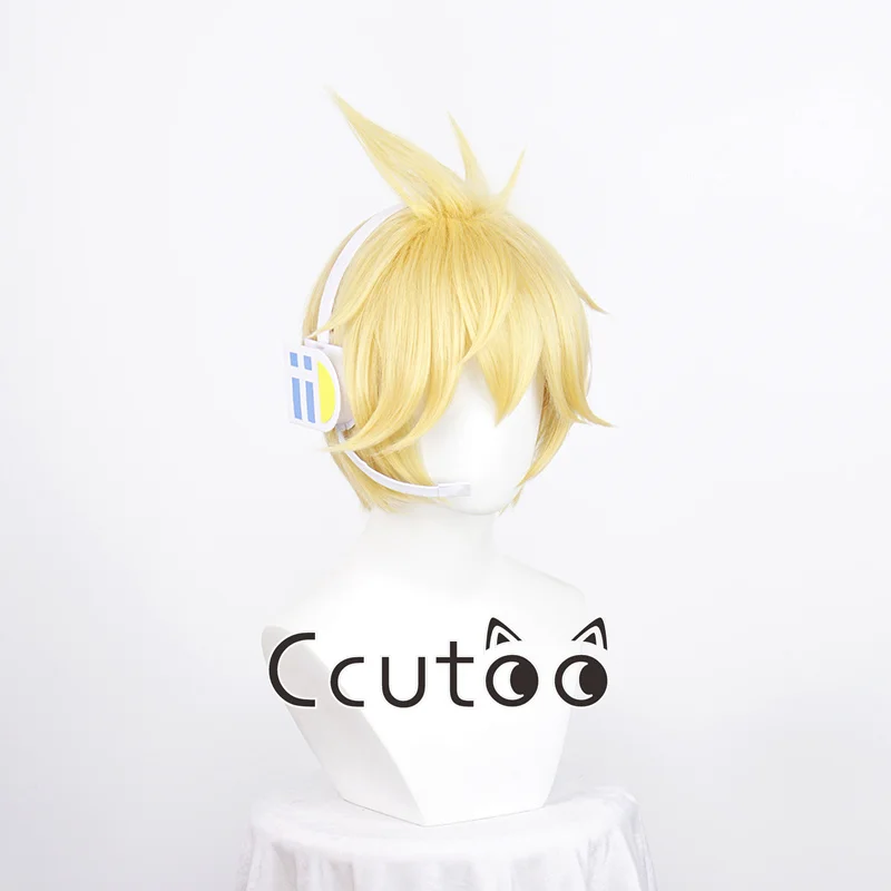 Rin / Len Short Blonde Heat Resistant Synthetic Hair Cosplay Wig + Headwear + Wig Cap