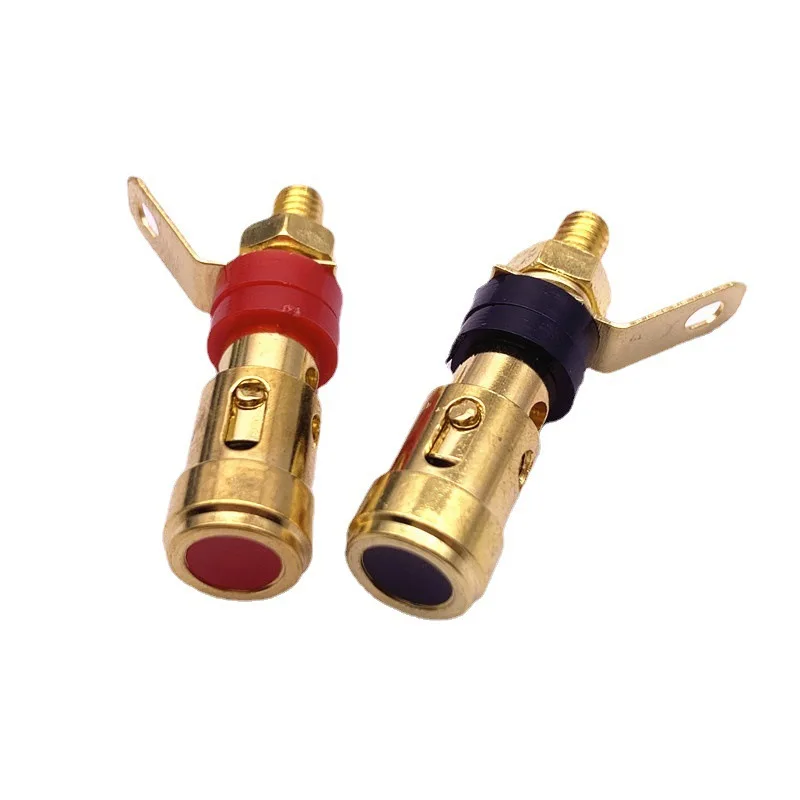 Bent Needle Banana Head L=34mm Copper Rod Gold-plated Press Type Small Terminal Speaker  Power Amplifier Self-locking Socket A3